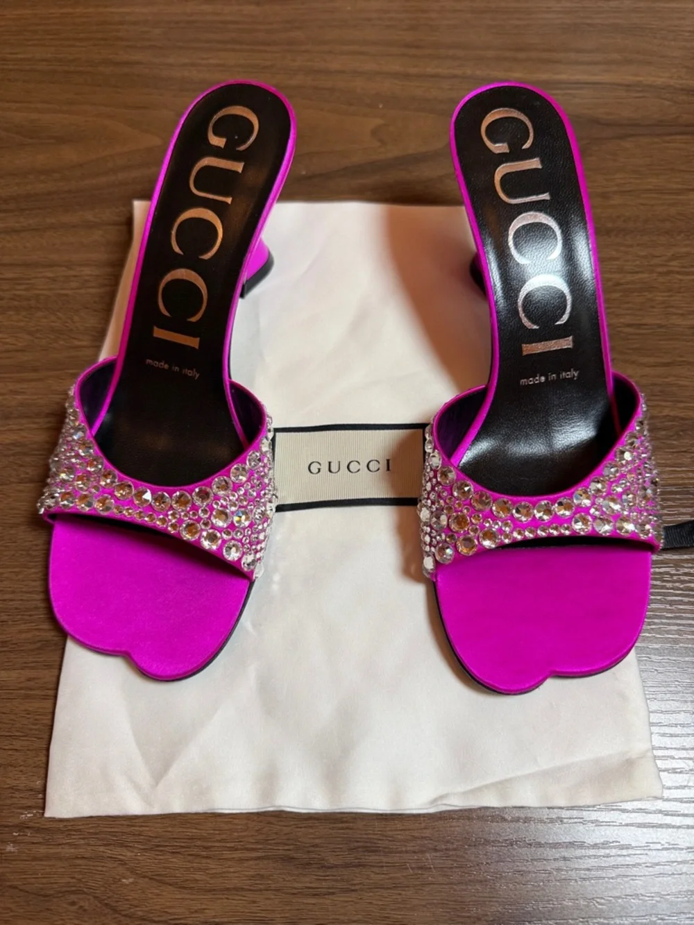 GUCCI Galactica Mules Fuchsia Crystal Embellished Sculptural Heel EU 36.5 US 6.5 - Picture 2 of 16